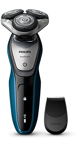 Philips AquaTouch S5420/06 Rasoio Elettrico AquaTec Wet & Dry con Lame MultiPrecision,Testina Flex 5 Direzioni e Sistema di Protezione della Pelle + Rifinitore Precisione, Impermeabile, Batteria, Blu