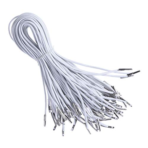 SUPVOX 50Pcs Elastic Barbed Cords Elastic Loop Stretch String Tondo con Punte in Metallo Chiusura a Spillo per Maschera Making Book Binding Crafting (Bianco)