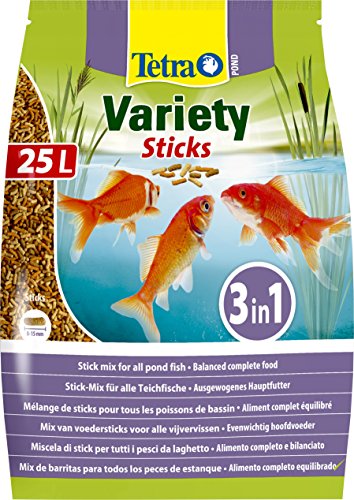 Tetra Pond Variety Sticks mangime per Pesci, Mix di Tre Diversi Alimenti Bastoncini per Tutti i Pesci, 25 Litri