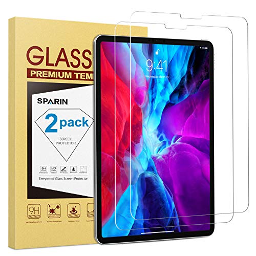 SPARIN 2 Pezzi Vetro Temperato Compatibile con iPad Pro 12.9 Pollici (4 e 3 Generazione, Modello 2020 e 2018), Pellicola Protettiva, Facile Installazione