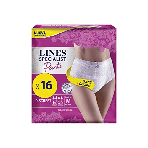 Lines Specialist Pants Discreet, 16 Assorbenti per Incontinenza Donna, Taglia M