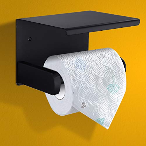 GEMITTO Porta Asciugamani di Carta Porta Carta igienica 304 Acciaio Inossidabile, Bagno Tissue Titolare con Ripiano del Telefono, Montaggio a Parete Porta Carta igienica Nero