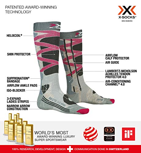 X-Socks Control 4.0 Calze Invernali Da Sci, Donna, Grey Melange/Charcoal, M