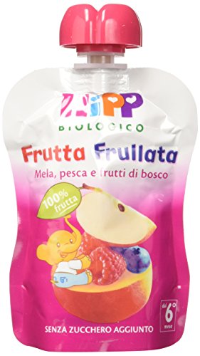 Hipp Frutta Frullata Mela, Pesca e Frutti di Bosco - 6 confezioni da 90 g
