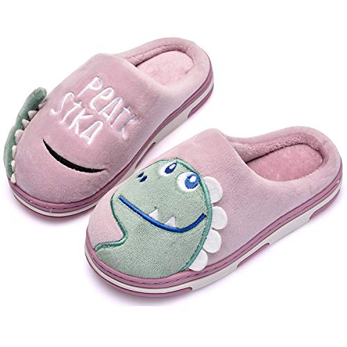 Pantofole Inverno Ragazzi Ragazze Scarpe di Cotone Bambini Peluche Antiscivolo Home Caldo Ciabatte Slipper Invernali Viola 16/17=23-24EU