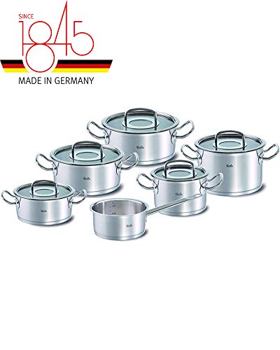 Fissler Original-Profi Collection - Set di Pentole in Acciaio Inox, 6 Pezzi, con Coperchio in Vetro, Adatta per Induzione e Lavastoviglie