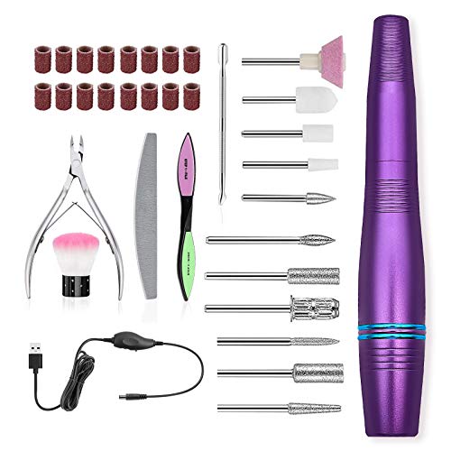 Janolia Fresa Unghie Elettrica, Kit Lima per Unghie Elettrico portatile, casa e salone, velocità regolabile, Nail Drill Art con strumento di lucidatura e cavo USB