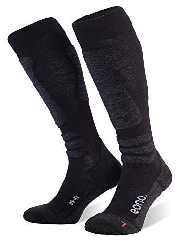 Eono Essentials Ski Socks (Basic o Premium), Schwarz (Base, 2-Pack), UE 35-38, UK 2,5-5