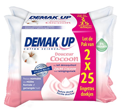 Demak'Up 2 Casi Gentle Cleansing Wipes 25 Normale latte della pelle o misto - Lotto di 4