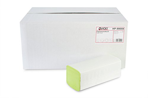 Quicky Hp-99059 Asciugamani Piegati a Z, 2 Veli, Carta Riciclata, Verde, 25X23 cm, 4000 Pezzi