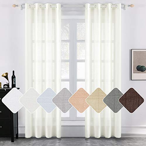 MIULEE Tende Voile 2 Pannelli Trasparenti con Occhielli Poliestere Resistente per Salotto Camera da Letto Facile da Installare 140X260 CM Bianco Latte