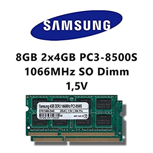Samsung 8 GB (2 x 4 GB) Dual-channel Kit DDR3 1066 mhz (PC3 8500S) SO Dimm per portatile