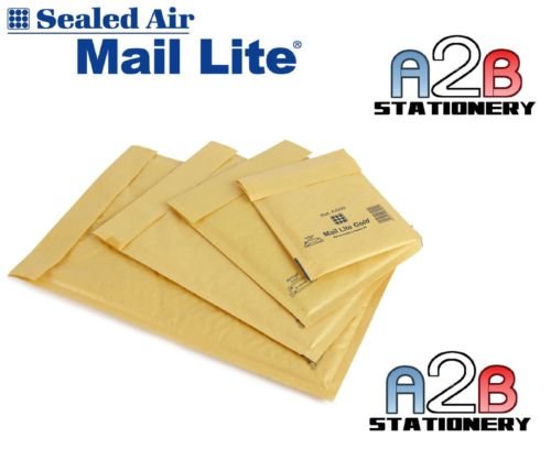 Mail Lite A/000 JL000 - Buste imbottite, 110 x 160 mm, confezione da 100, colore: Oro