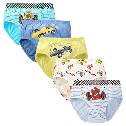 RAISEVERN 5 Pack Boys Boxer Shorts Kids Boyshorts Mutande Slip Intimo in Cotone Mutandine Mutandine 2-13 Anni