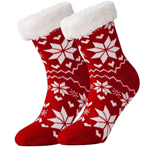 Goodstoworld Warm Socks Womem Fluffy Fleece lined knit Socks Calze Invernali Foderate in Pile da interno Casa Donna CalziniAntiscivolo Natale