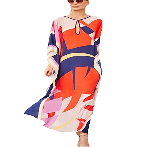 Lazzon Copricostume Mare Donna Vestito Lungo Estate Kimono Abito da Spiaggia Taglie Forti Kaftan Costume da Bagno Cover Up