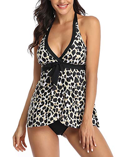 FLYILY Costume da Bagno Due Pezzi Tankini Set Beachwear Moda Stampa Costumi da Bagno Set con Boyshort