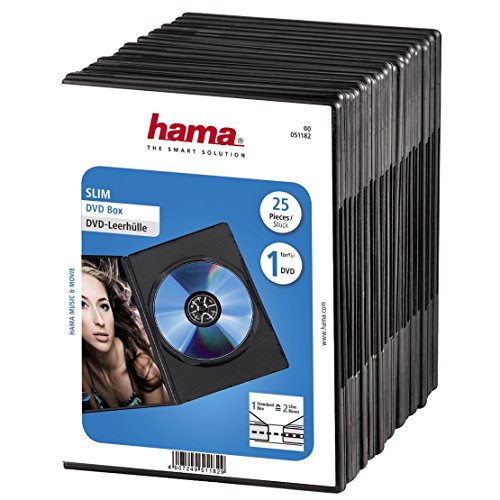 Hama DVD Slim Box 25, scatole di dischi ottici, Nero, confezione da 25
