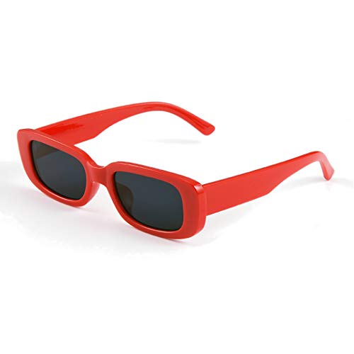 Long Keeper Occhiali da sole rettangolari UV400 protezione occhiali da guida retrò per le donne (Red Black)