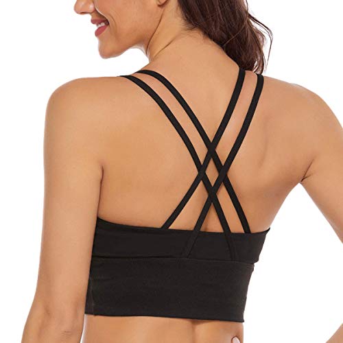 EVELIFE Reggiseno Sportivo Donna Imbottito, Reggiseni Sportivi con Spallacci Senza Ferretto, Sports Bra per Yoga Corsa Jogging Ginnastica(10023-Nero S)