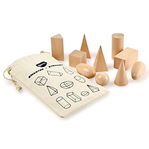 Solidi Geometrici in Borsa misteriosa - 3D Forme Miniature Set -Legno Montessori Giocattoli - - Confezione da 10 Pezz - A Partire da 3 Anni
