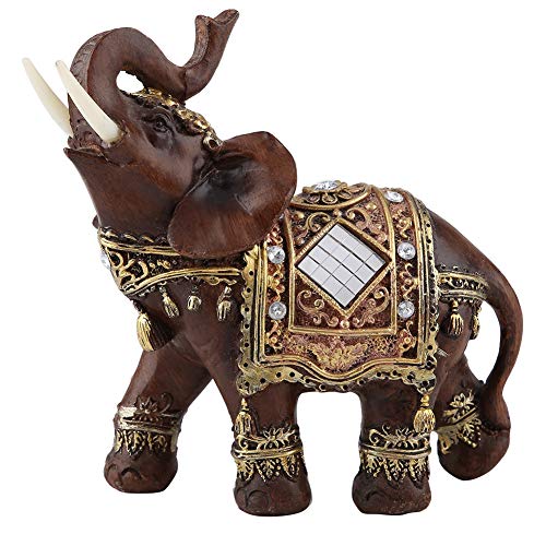 1Pc di Fortuna Fortunata Statua di Elefante Scultura Feng Shui Venatura del Legno Regalo Decorazione Desktop per La Casa (Grande)