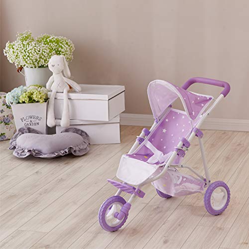 Olivia's Little World- Passeggino da Jogging per Bambole, Colore Purple/White, OL-00006