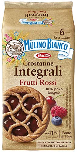 Mulino Bianco Crostatine Integrale con Confettura ai Frutti Rossi, per una Colazione e Snack Dolce per Merenda, 6 Crostatine