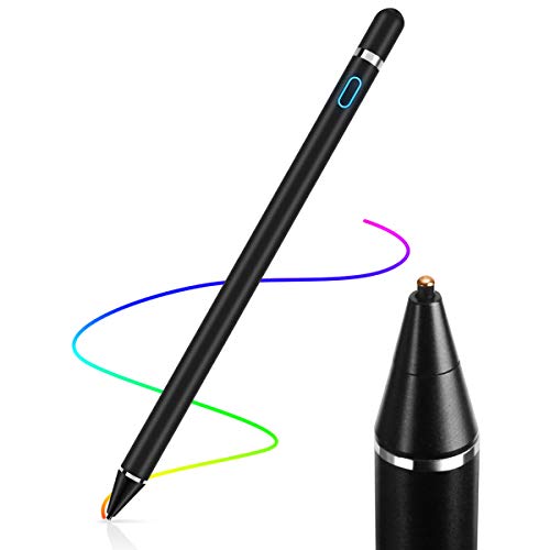 AICase Active Stylus Pen,Penna Capacitiva Attiva, Punta Fine(1.45mm) Active Stylus Stilo Universale per Qualsiasi Touch Screen,10 Ore Continue Work & 30 Giorni di Standby,Nero
