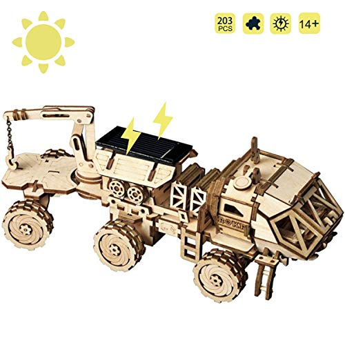 ROKR Energia Solare Giocattolo Set-STEM Toys-Kit di Puzzle in Legno 3D-Kit di Costruzione Modello Meccanico per Adolescenti e Adulti (HM Rover)