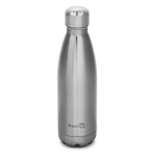 Homiu Water Bottle 500 ml Isolamento sottovuoto per acqua calda e fredda con doppia parete in acciaio inossidabile 24 ore fredde e 12 thermos Hot Sports BPA free Silver, 750 ml