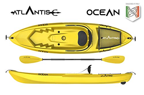 ATLANTIS Kayak-Canoa Ocean Giallo - cm 266 - schienalino - ruotino - pagaia