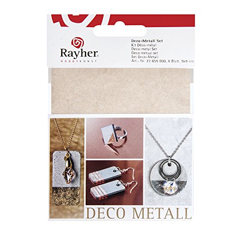 Rayher 22655000 SB-Btl 6Bl - Set in Metallo Deco, 9 x 9 cm, Colore: Rame/Oro/Argento
