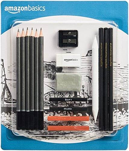 Amazon Basics - Set di matite, per disegni e schizzi, 17 pezzi