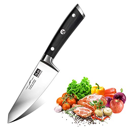 SHAN ZU Coltello da Chef 5.5'', Coltelli da Cucina Professionale German ad Alto Tenore di Carbonio in Acciaio Inox per Tagliare Frutta, Verdura