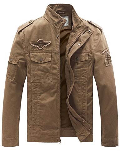 WenVen Giacca in Cotone Stile Militare Giubbotto Spesso Antivento Coat Hood Warm Windproof Jacket Outdoor Casual Uomo Nero S