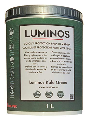 Luminos LUM1106 -KALE GREEN - Vernice per legno impermeabile, protezione per esterni, colore verde kale, 2,5 l