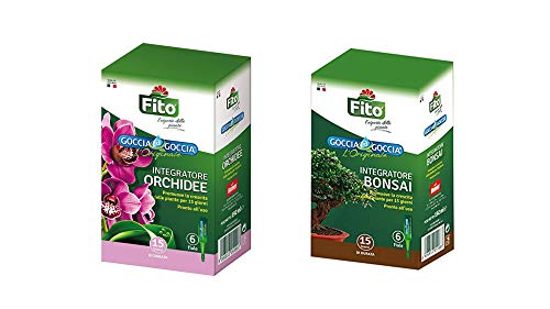 Kit Concime per Orchidee e Bonsai Liquido Goccia a Goccia per Piante| 2 Confezioni con 6 fiale cadauno da 32 ml| Pronto all'Uso, già Diluito| Rafforza Le Difese Naturali delle Orchidee e Bonsai