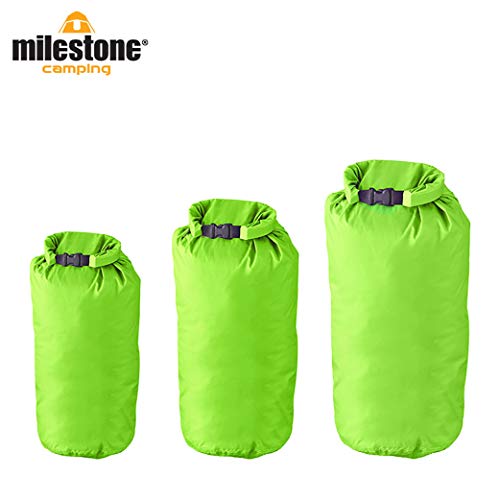 Milestone - Sacchi Impermeabili da Campeggio (Confezione da 3), Colore Verde