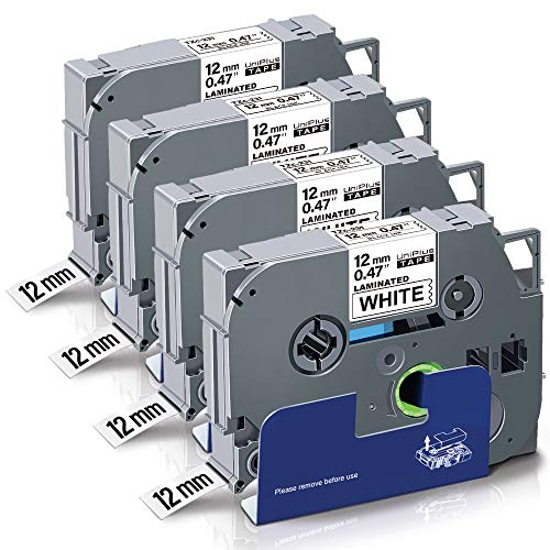 UniPlus 6x Nastro per Etichette Compatibile per Brother Tze-231 Tze-131 Tze-431 Tze-531 Tze-631 Tze-731 12mm Laminato Tape Cassetta per Brother P-Touch H105 H100LB 1000 1010 H100R E10, 12mm x 8m