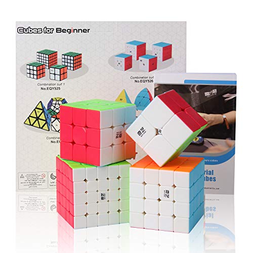 ROXENDA Speed Cube Set, Cubo Magico di 2x2x2 3x3x3 4x4x4 5x5x5 Stickerless Speed Cube con Confezione Regalo, Tutorial Segreto per Cubi di velocità