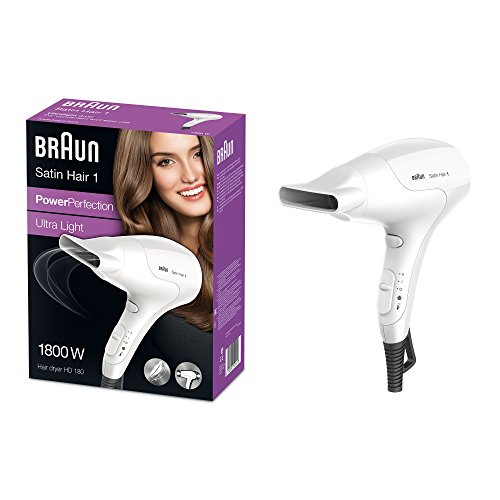 Braun Satin Hair 1 PowerPerfection Asciugacapelli HD180, Potente, Compatto, Leggero