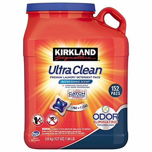 Kirkland Signature Ultra Clean Laundry, 152 pezzi, pastiglie per il bucato (etichetta in lingua inglese)