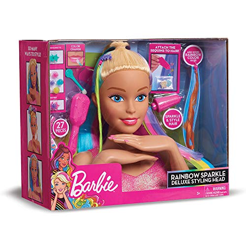 Grandi Giochi- Barbie-Rainbow Busto Deluxe Sparke Styling Head, Multicolore, BAR33000