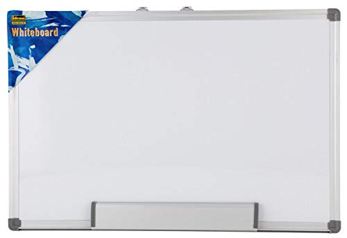 Idena 568024 - Lavagna magnetica da parete, cornice in alluminio, alloggiamento pennarello incluso, circa 40 x 30 cm, bianco