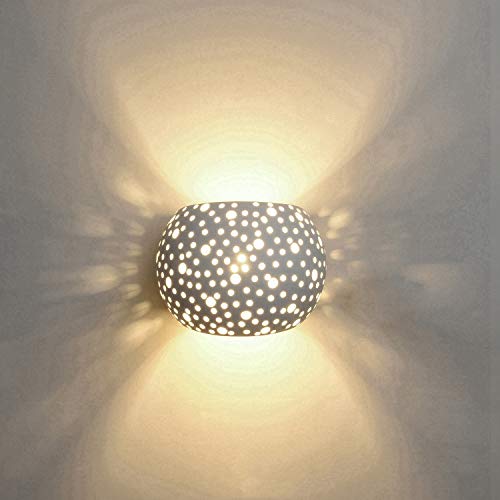 Applique Lampada da Parete LED 5W gesso Lampada da intonaco Design moderno su e giù Apparecchi di illuminazione da parete per interni Forma a sfera rotonda Bianco caldo (Include lampadine G9)
