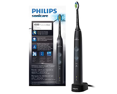 Philips Sonicare HX6830/44 ProtectiveClean 4500 Spazzolino Elettrico con Tecnologia Sonica, 2 Modalità di Pulizia, Nero