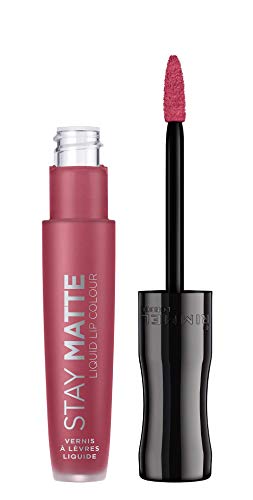 Rimmel London Stay Matte Rossetto Opaco Lunga Durata, Formula Liquida Waterproof No Transfer, 210 Rose and Shine, 5.5 ml