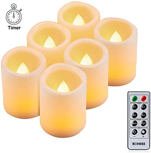 Kohree 6 x Candele LED Senza Fiamma con Timer Controllato da remoto Batteria luminosità regolabile LED lampeggiante Candele Decorazione Casa Camera Natale Party Partito Matrimonio regalo