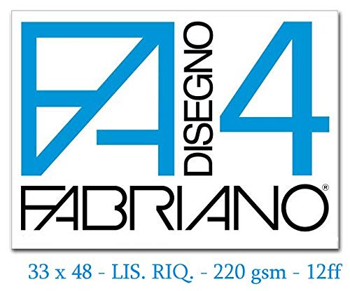 Fabriano F4 05201797, Album da Disegno, Formato 33 x 48 cm, Fogli Lisci Riquadrati, Grammatura 220gr/m2, 20 Fogli